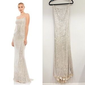 Size 6 Mac Duggal Shimmering Sequined Fitted Full-Length Gown‎ Prom Dress